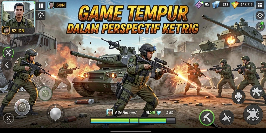 Tampilan gameplay seru dalam 62IDN dengan pertempuran intens.