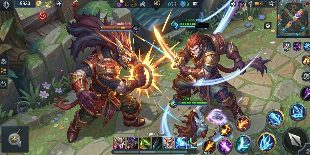 Screenshot gameplay menarik dari pertarungan tim di 9939.