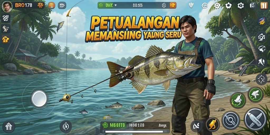 Tampilan screenshot BRO178 menampilkan aksi memancing yang mendebarkan.