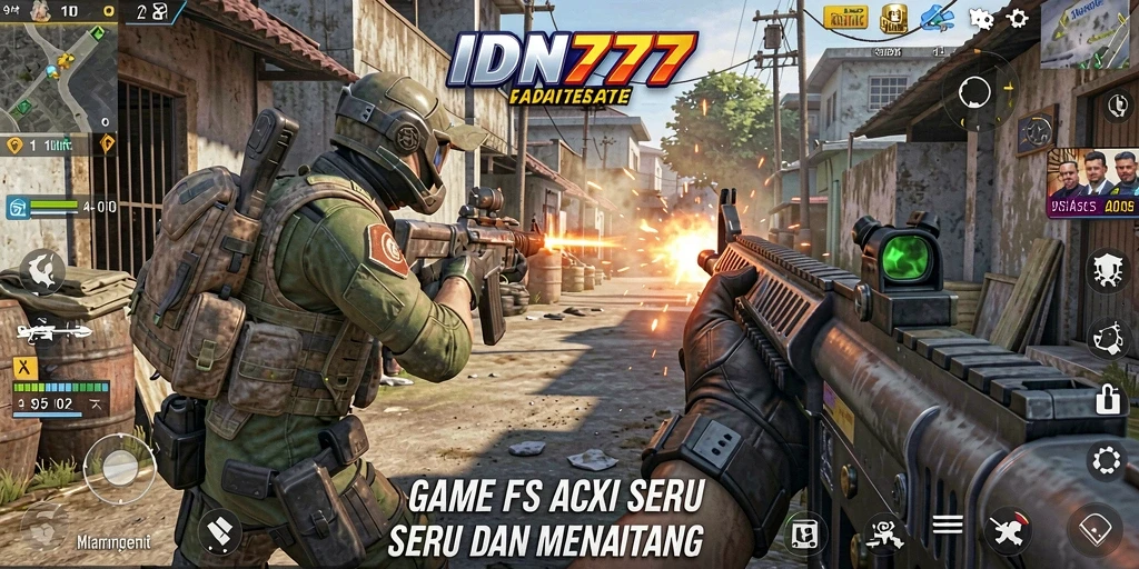Tampilan gameplay seru dari IDN777 dengan aksi tembak-menembak.