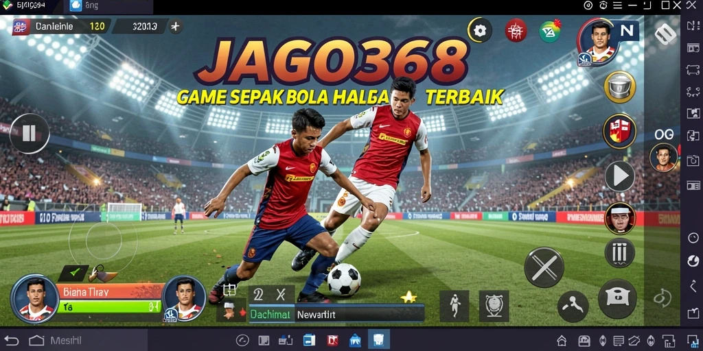 Tampilan gameplay seru dalam JAGO368 menampilkan aksi sepak bola yang mendebarkan.