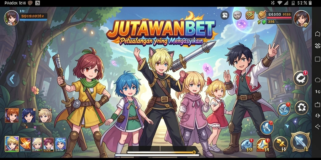 Tampilan seru gameplay JUTAWANBET dengan karakter anime.