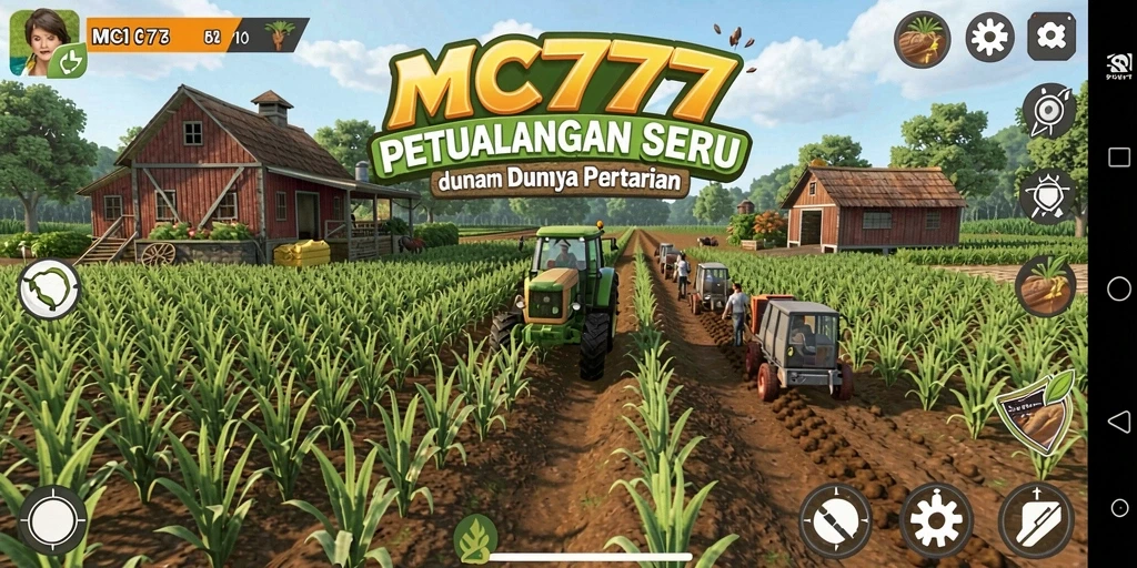 Tampilan gameplay menarik dari MC777 dengan elemen pertanian.