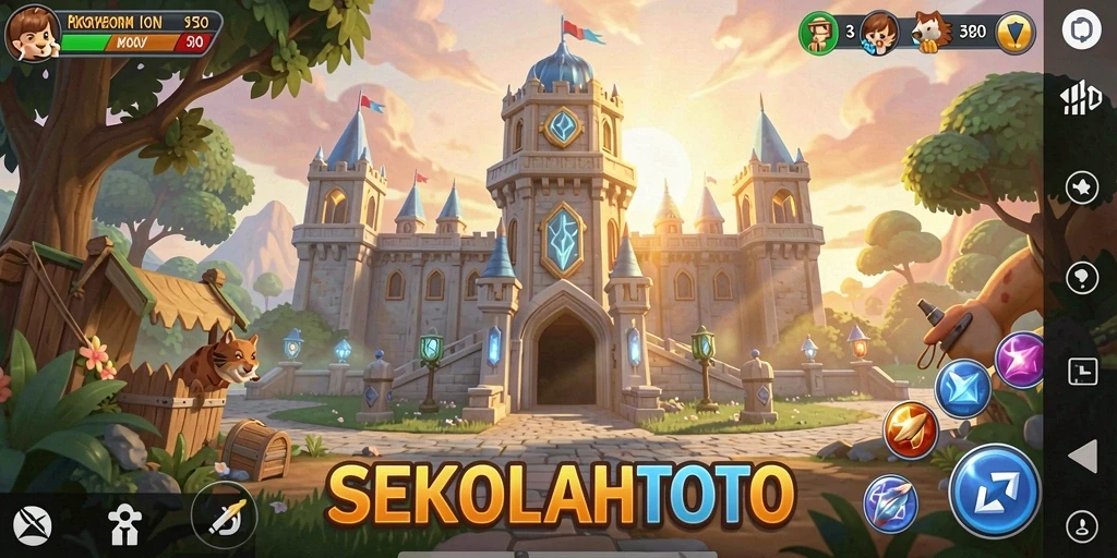 Tampilan aksi menara dalam <strong>SEKOLAHTOTO</strong> saat melawan gelombang musuh.