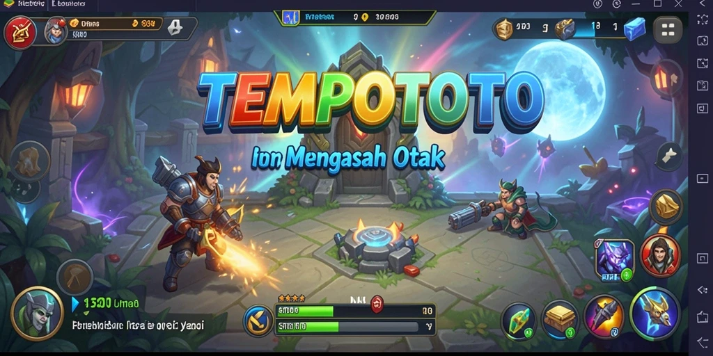Tangkapan layar utama gameplay TEMPOTOTO menunjukkan pertempuran strategis yang intens.