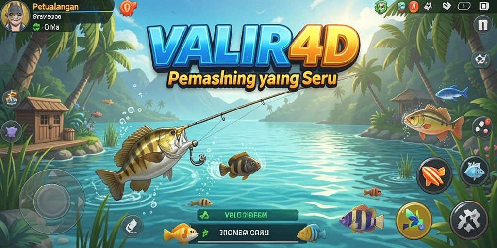 Tampilan gameplay VALIR4D yang memukau dengan aktivitas memancing.