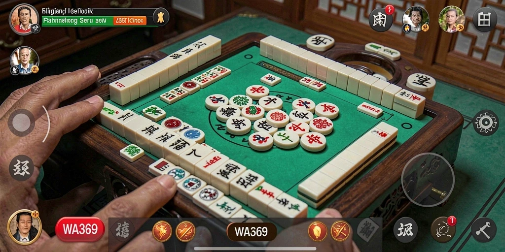 Tampilan gameplay <strong>WA369</strong> yang menarik dengan ubin Mahjong yang bervariasi.