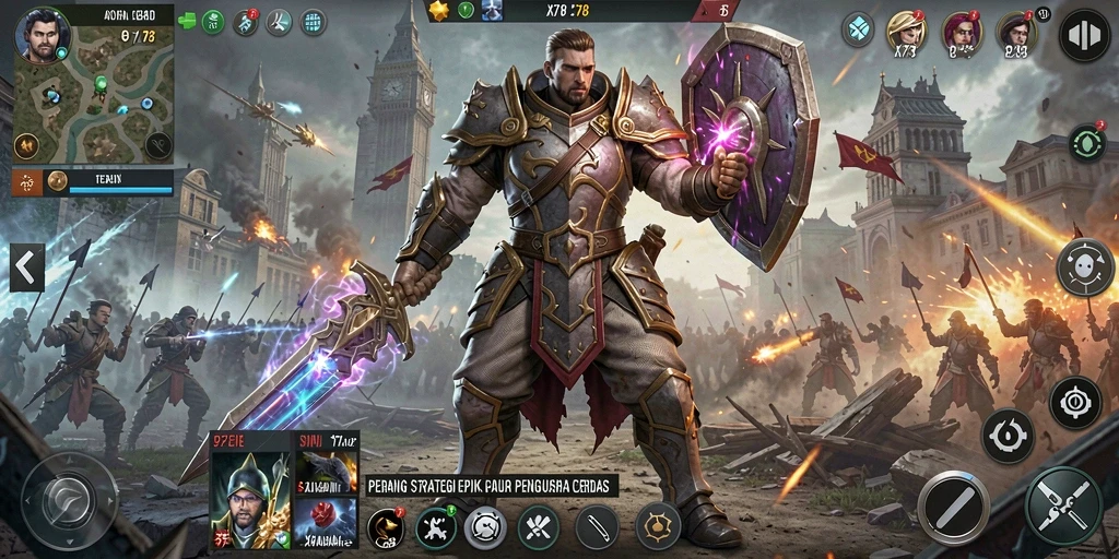 Tampilan gameplay X78 yang menegangkan saat pertempuran strategi.